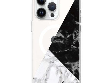 Black And White Marble iPhone 12 Pro MagSafe Compatible Ultra Clear Case Discount