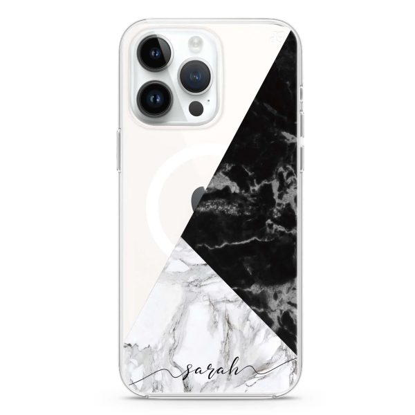 Black And White Marble iPhone 12 Pro MagSafe Compatible Ultra Clear Case Discount