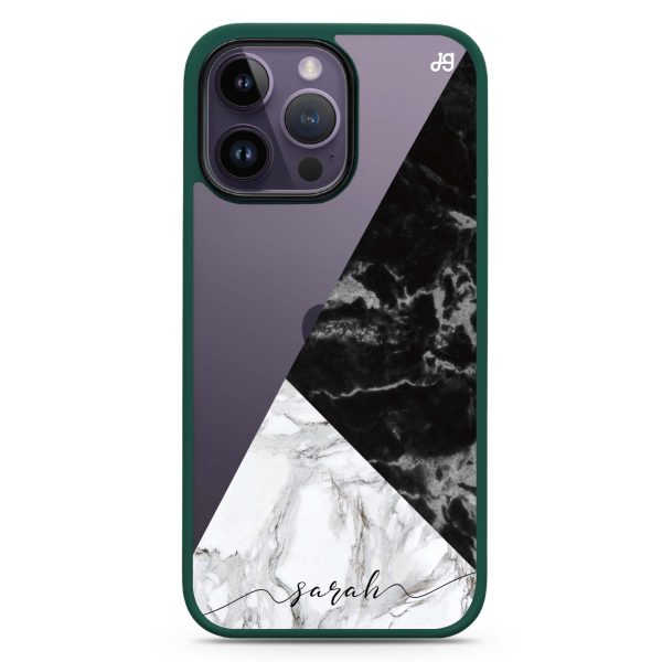 Black And White Marble iPhone 15 Pro Max Impact Guard Bumper Case Discount