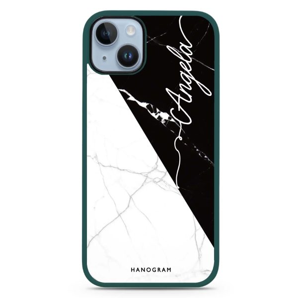 Black And White Marble iPhone 15 Plus Impact Guard Bumper Case For Discount