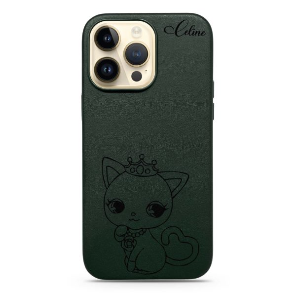 Black Queen Cat MagSafe Leather Case For Sale