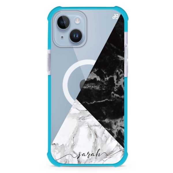 Black And White Marble iPhone 14 Plus MagSafe Compatible Ultra Shockproof Case Online now