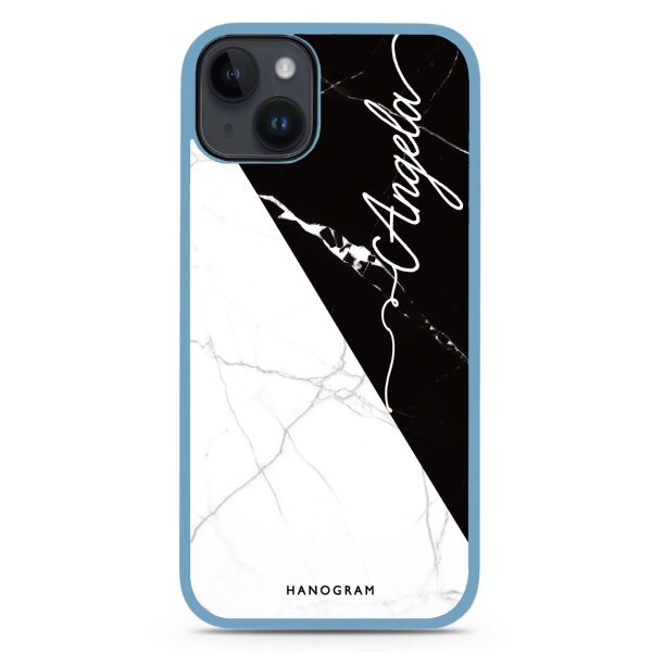 Black And White Marble iPhone 15 Impact Guard Bumper Case For Sale