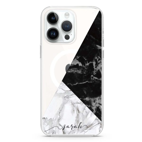 Black And White Marble iPhone 13 Pro Max MagSafe Compatible Ultra Clear Case Fashion