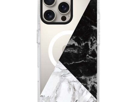 Black And White Marble iPhone 14 Pro Max MagSafe Compatible Ultra Clear Case Sale