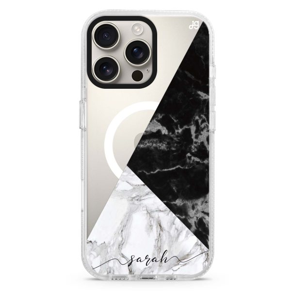 Black And White Marble iPhone 14 Pro Max MagSafe Compatible Ultra Clear Case Sale