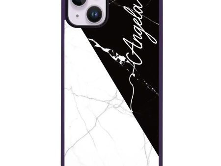 Black And White Marble iPhone 15 Plus Impact Guard Bumper Case For Discount