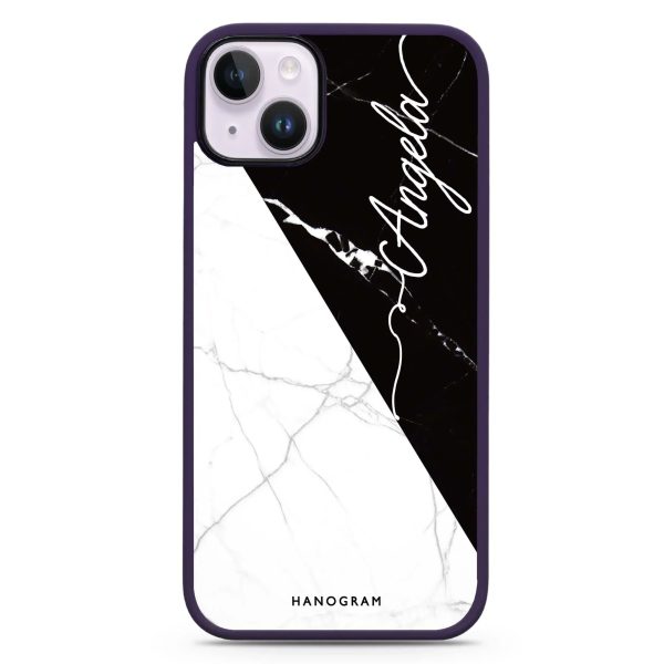 Black And White Marble iPhone 15 Plus Impact Guard Bumper Case For Discount