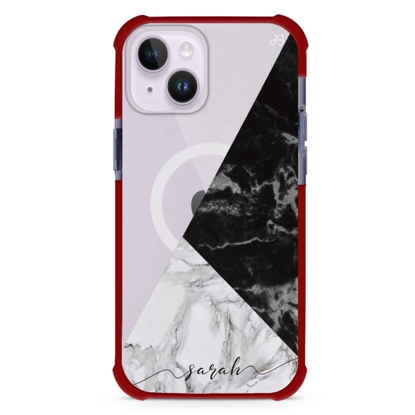 Black And White Marble iPhone 12 MagSafe Compatible Ultra Shockproof Case Discount