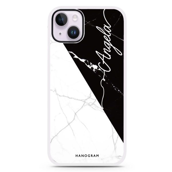 Black And White Marble iPhone 15 Plus Impact Guard Bumper Case For Discount