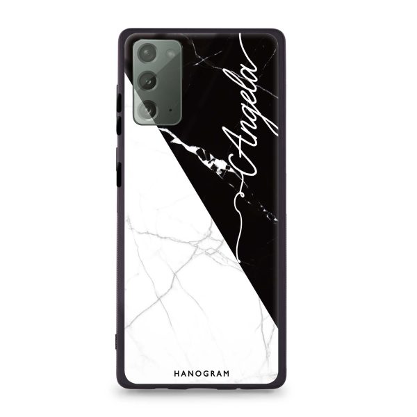 Black And White Marble Samsung Note 20 Glass Case on Sale