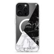 Black And White Marble iPhone 14 Pro MagSafe Compatible Ultra Clear Case For Sale