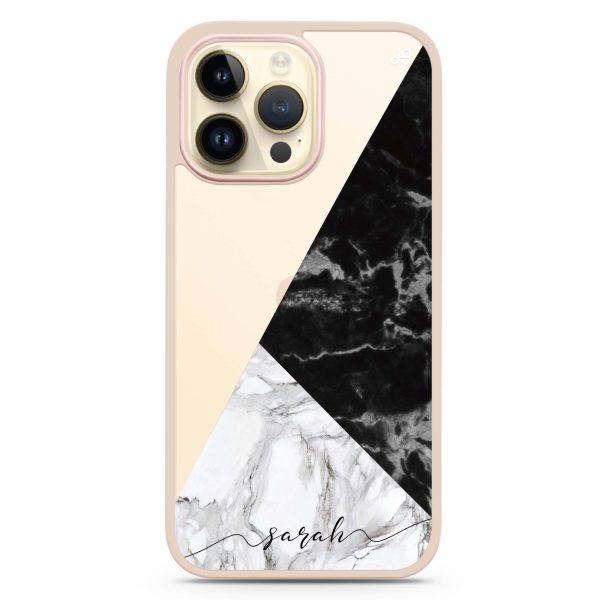 Black And White Marble iPhone 14 Pro Max Impact Guard Bumper Case Online now