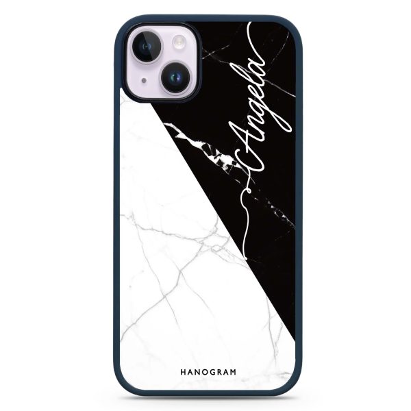 Black And White Marble iPhone 14 Plus MagSafe Compatible Impact Guard Bumper Case Online