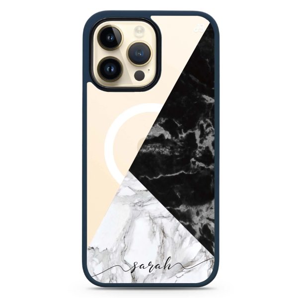 Black And White Marble iPhone 14 Pro MagSafe Compatible Impact Guard Bumper Case Online