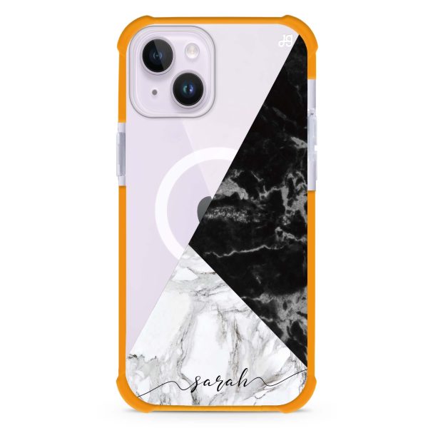 Black And White Marble iPhone 12 MagSafe Compatible Ultra Shockproof Case Discount