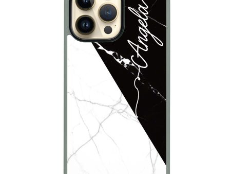 Black And White Marble iPhone 15 Pro Impact Guard Bumper Case For Cheap