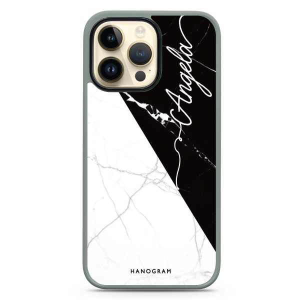 Black And White Marble iPhone 15 Pro Impact Guard Bumper Case For Cheap