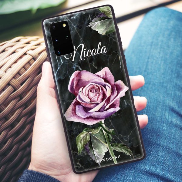 Black Marble Rose Samsung S20 Plus Glass Case For Cheap