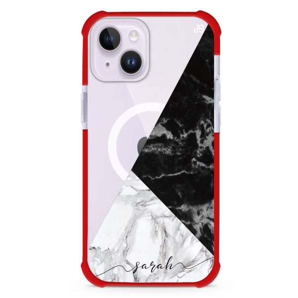 Black And White Marble iPhone 12 MagSafe Compatible Ultra Shockproof Case Discount