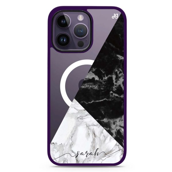 Black And White Marble iPhone 14 Pro MagSafe Compatible Impact Guard Bumper Case Online