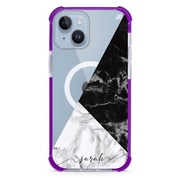 Black And White Marble iPhone 12 MagSafe Compatible Ultra Shockproof Case Discount