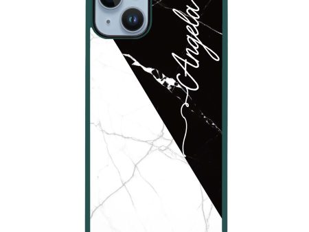 Black And White Marble iPhone 15 Impact Guard Bumper Case For Sale