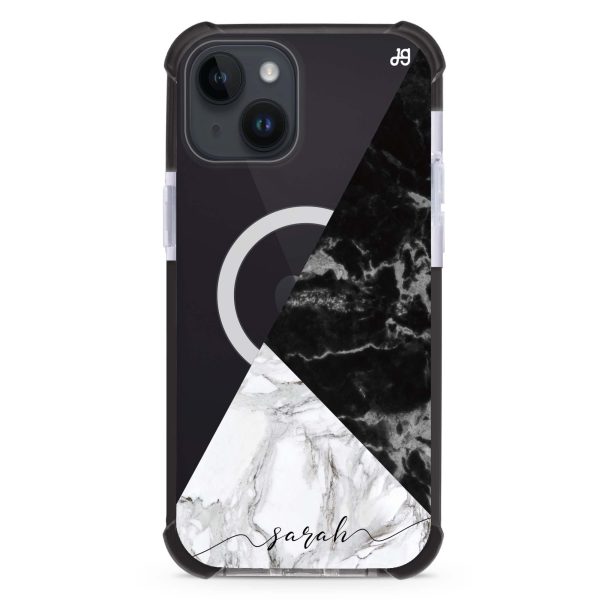 Black And White Marble iPhone 14 Plus MagSafe Compatible Ultra Shockproof Case Online now