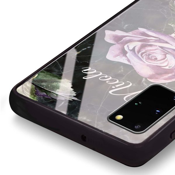 Black Marble Rose Samsung S20 Plus Glass Case For Cheap