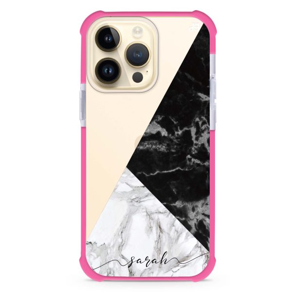 Black And White Marble iPhone 13 Pro Ultra Shockproof Case on Sale