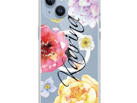 Colorful Watercolor Flowers iPhone 12 MagSafe Compatible Ultra Clear Case Online Sale