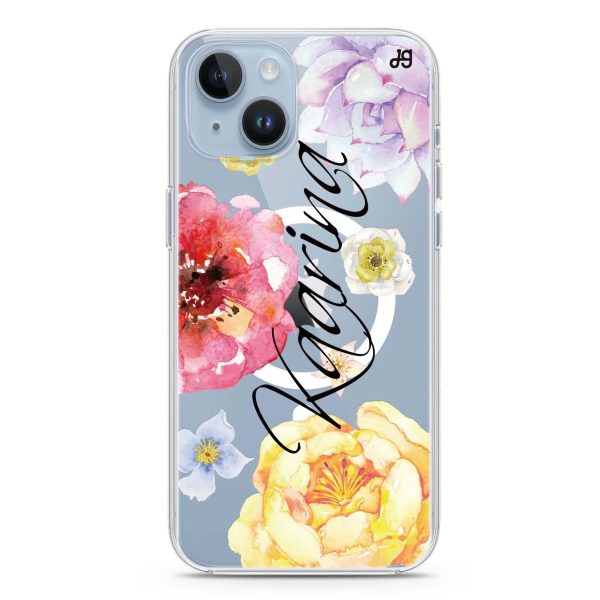 Colorful Watercolor Flowers iPhone 12 MagSafe Compatible Ultra Clear Case Online Sale