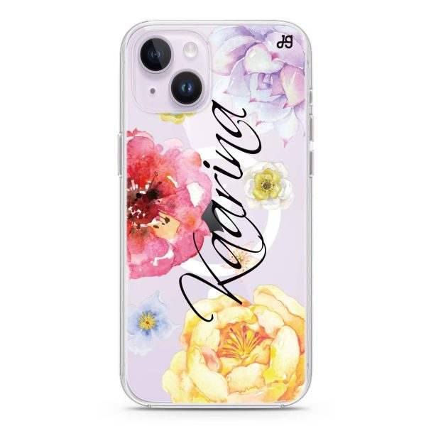 Colorful Watercolor Flowers iPhone 12 MagSafe Compatible Ultra Clear Case Online Sale