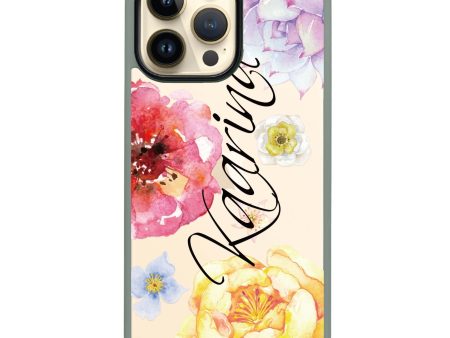 Colorful Watercolor Flowers iPhone 15 Pro Impact Guard Bumper Case on Sale