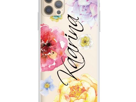 Colorful Watercolor Flowers iPhone 12 Pro Max Ultra Clear Case Discount