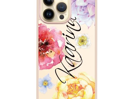 Colorful Watercolor Flowers iPhone 14 Pro Max Impact Guard Bumper Case For Discount