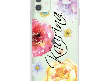 Colorful Watercolor Flowers iPhone 12 Ultra Clear Case Online Sale