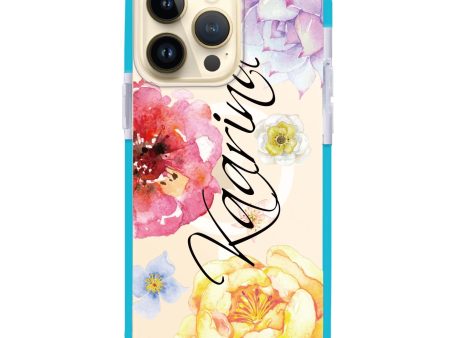 Colorful Watercolor Flowers iPhone 14 Pro Max MagSafe Compatible Ultra Shockproof Case Fashion