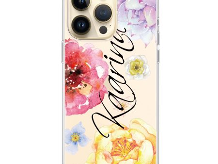 Colorful Watercolor Flowers iPhone 14 Pro Max Ultra Clear Case Discount