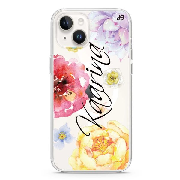 Colorful Watercolor Flowers iPhone 12 MagSafe Compatible Ultra Clear Case Online Sale