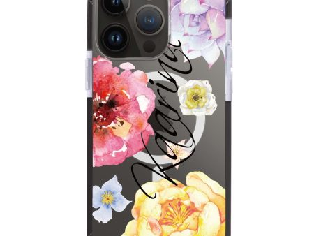 Colorful Watercolor Flowers iPhone 13 Pro MagSafe Compatible Ultra Shockproof Case Cheap