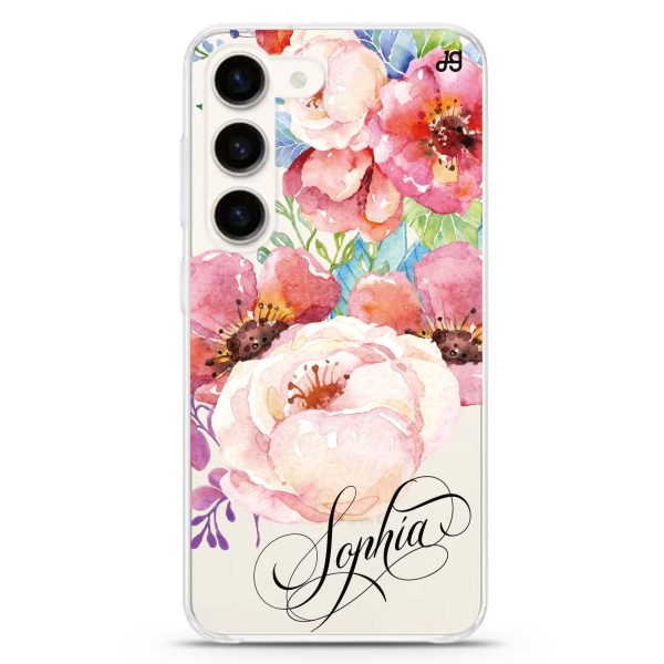 Awakening Watercolor Flowers Samsung Galaxy Ultra Clear Case Cheap