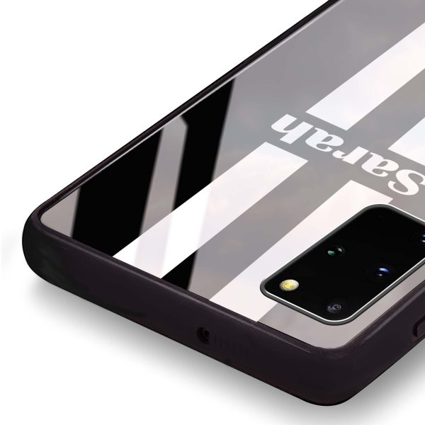 Black and white Stripes Samsung S20 Plus Glass Case Fashion