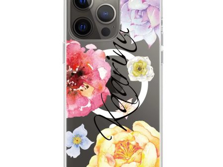 Colorful Watercolor Flowers iPhone 12 Pro Max MagSafe Compatible Ultra Clear Case Online Hot Sale