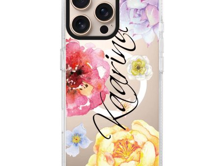 Colorful Watercolor Flowers iPhone 14 Pro MagSafe Compatible Ultra Clear Case Supply