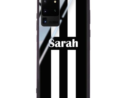 Black and white Stripes Samsung S20 Ultra Glass Case Online now