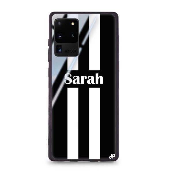 Black and white Stripes Samsung S20 Ultra Glass Case Online now