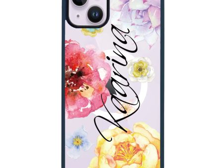 Colorful Watercolor Flowers iPhone 14 MagSafe Compatible Impact Guard Bumper Case For Discount