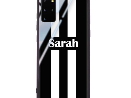 Black and white Stripes Samsung S20 Plus Glass Case Fashion