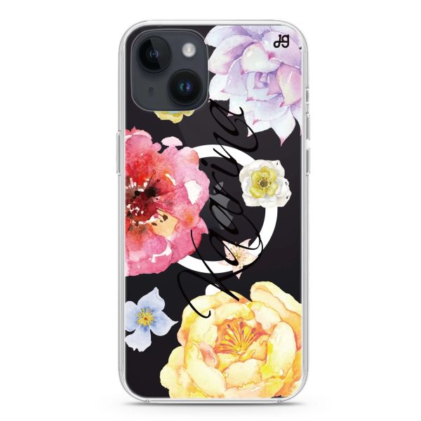 Colorful Watercolor Flowers iPhone 12 MagSafe Compatible Ultra Clear Case Online Sale